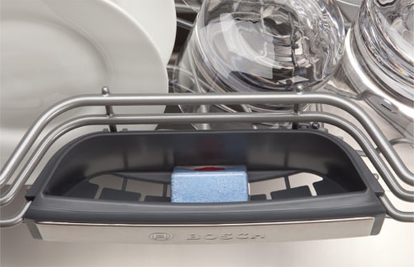 Showing where dishwasher tabs sit in Bosch Dishwashers